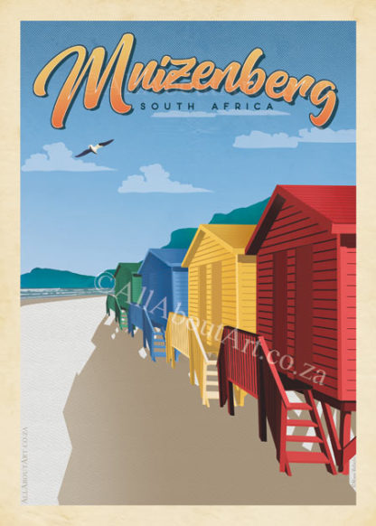 Muizenberg Beach Vintage Poster Cape Town