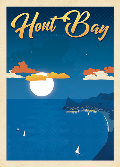 Hout Bay Poster, Vintage Style Poster of Hout Bay Cape Town